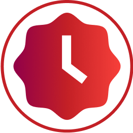 Red squiggly circle with clock hands