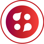 Red circle with white droplets in center